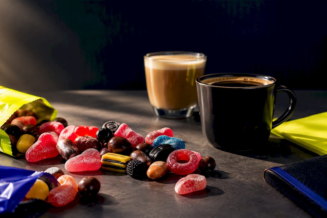 Swedish candies paired with coffee