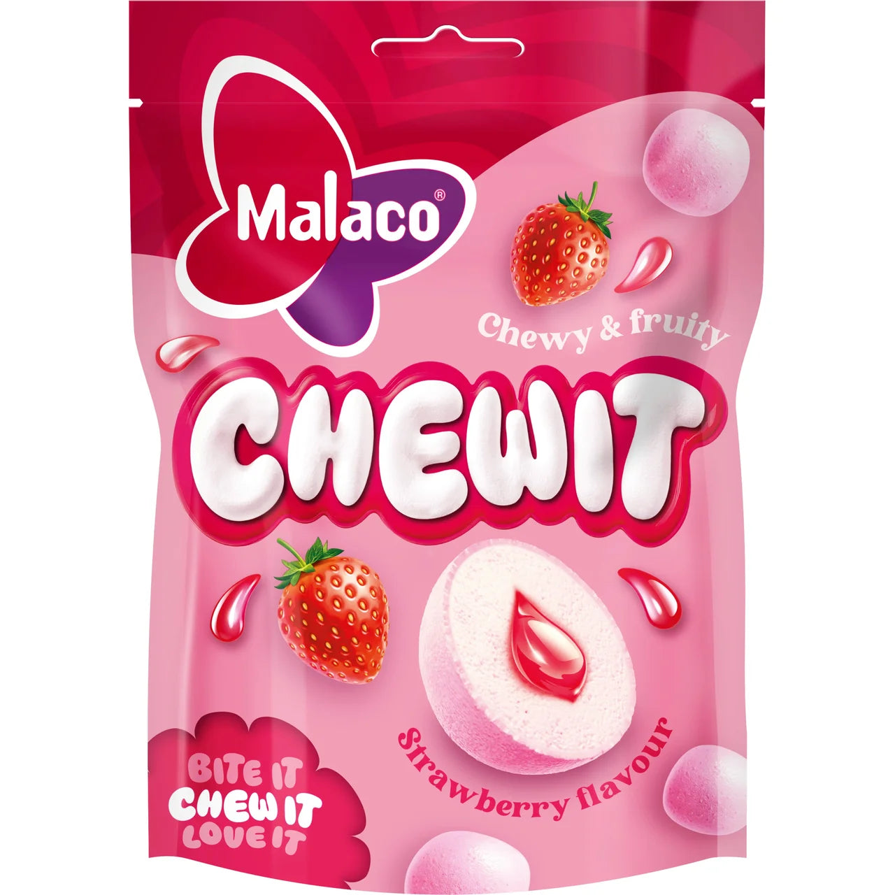 Malaco Chewit Strawberry - Chewy Fruit Toffees 115g