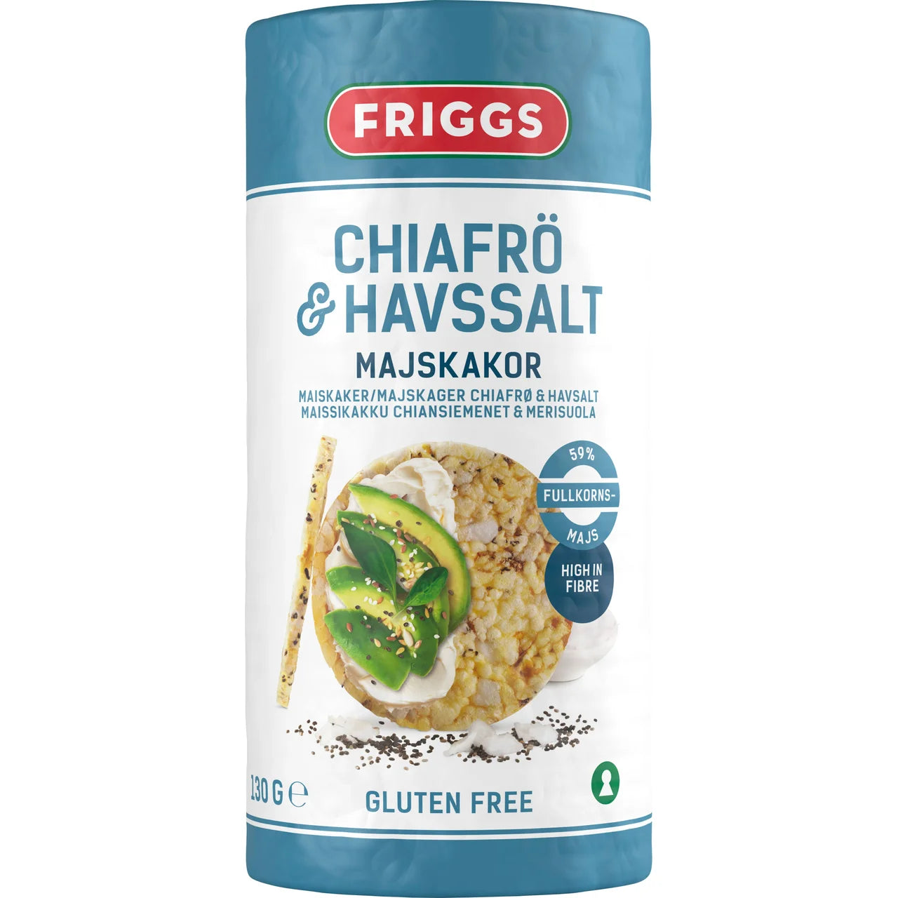Friggs Majskakor Chiafrö & Havssalt Glutenfri – Corn Cakes Chia Seeds & Sea Salt Gluten-Free 130g