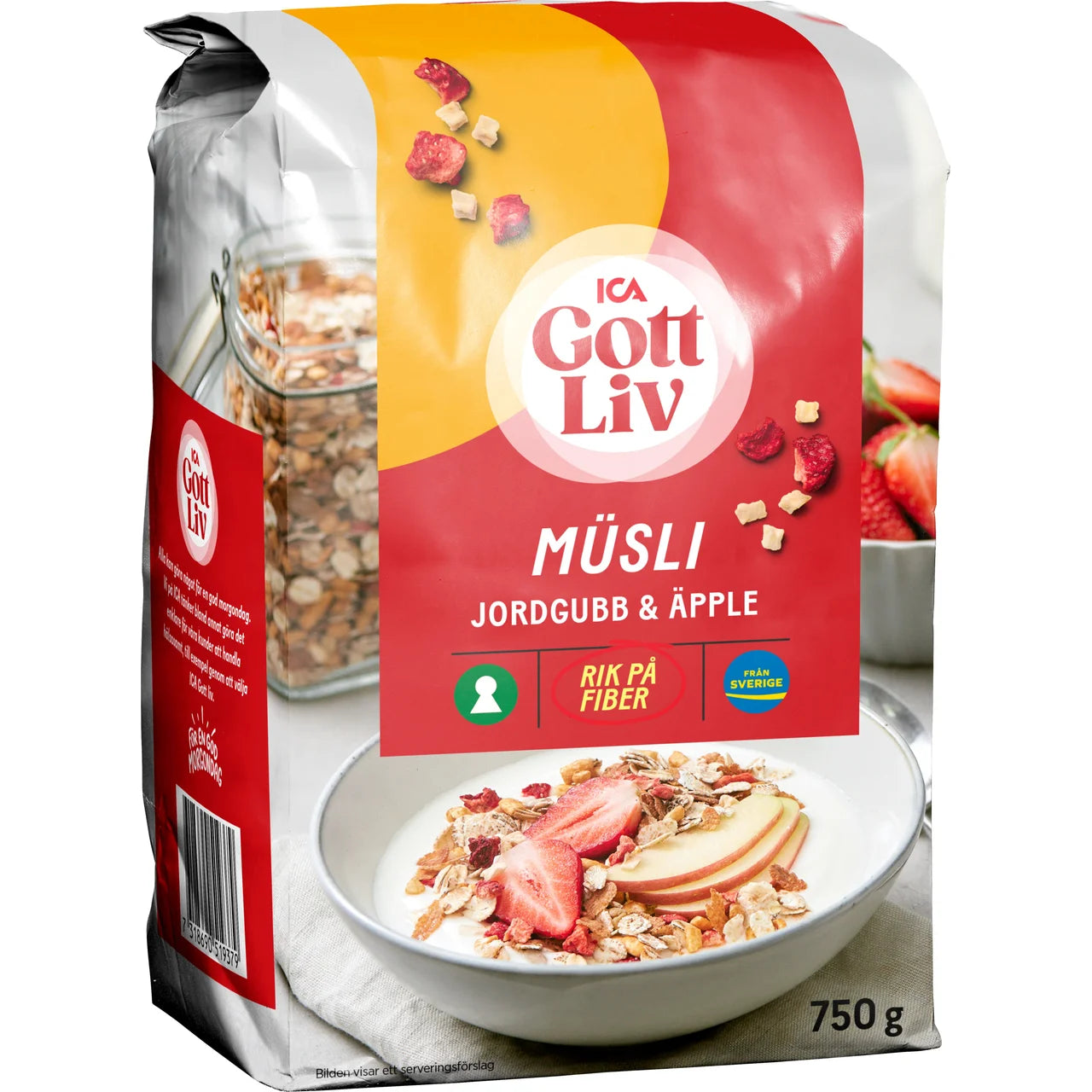 ICA Gott Liv Müsli Jordgubb & Äpple – Muesli Strawberry & Apple 750g