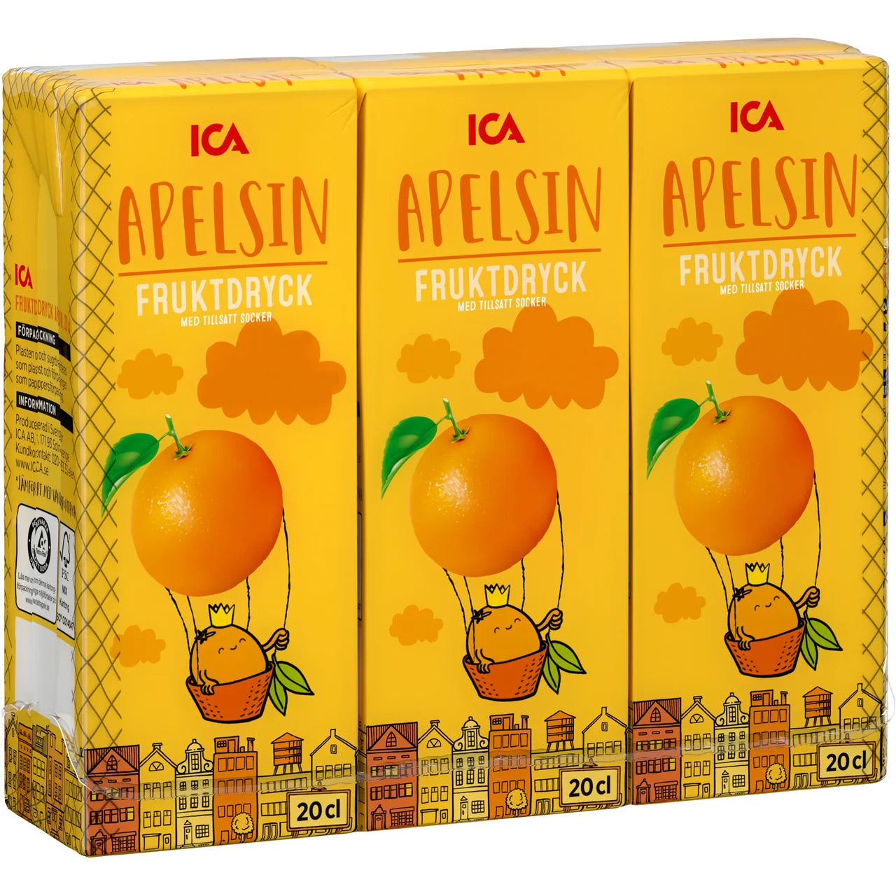 ICA Fruktdryck Apelsin – Orange Fruit Drink 3x200ml