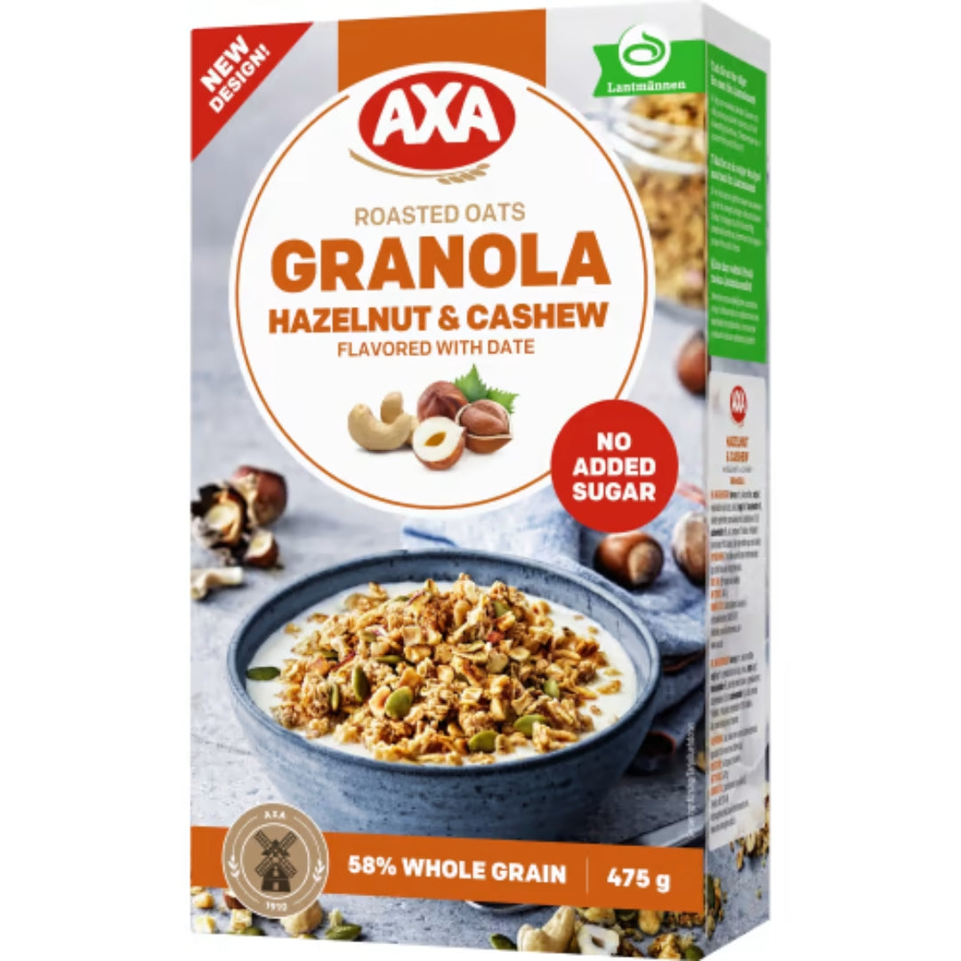 Axa Hazelnut Cashew Granola - Roasted Granola with Hazelnuts & Cashews 475g
