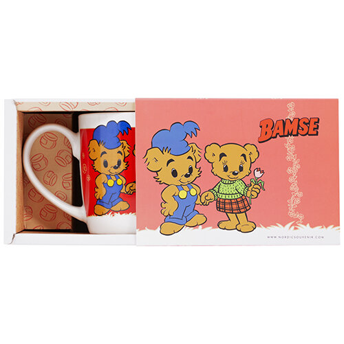 BAMSE Mugg Bamse & Brummelisa Röd 27cl