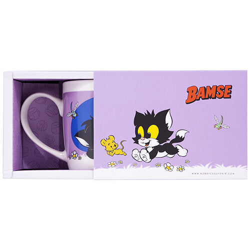 BAMSE Mugg Katten Jansson & Husmusen Lila 27cl