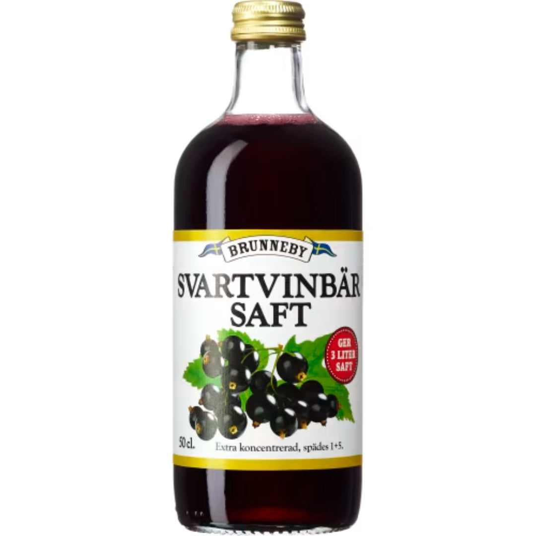 Brunneby Svart Vinbärs Saft - Blackcurrant Cordial 0.5L