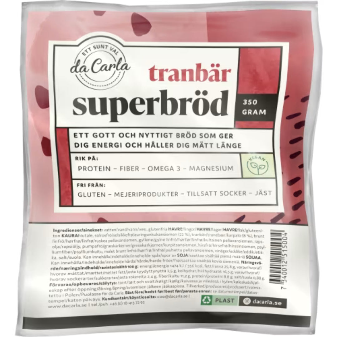 Da carla superbröd tranbär - pane nutriente con un pizzico di mirtillo rosso 350g