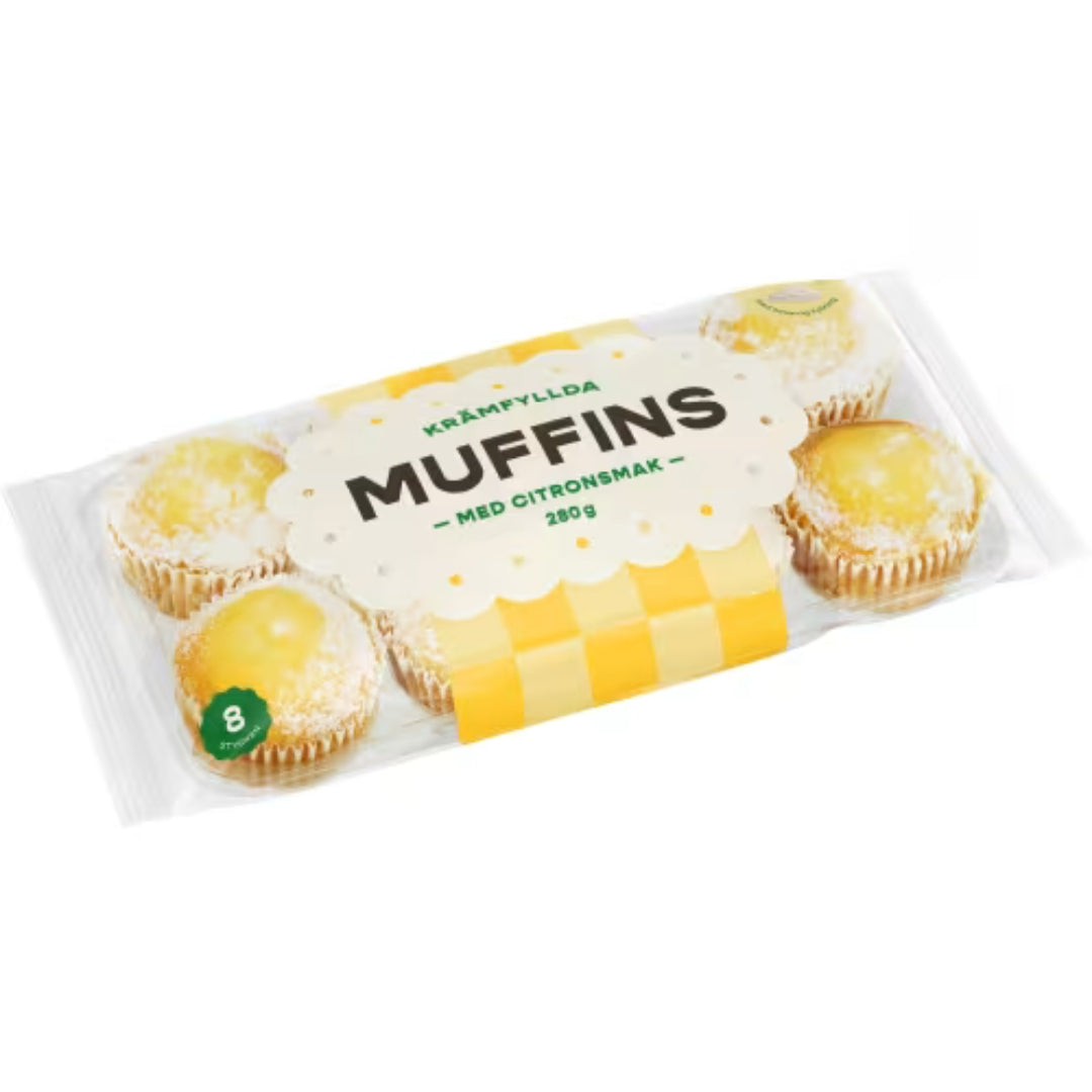 Dazzley Citronsmak Krämfyllda Muffins - Lemon-Flavored Cream-Filled Muffins 8p 280g