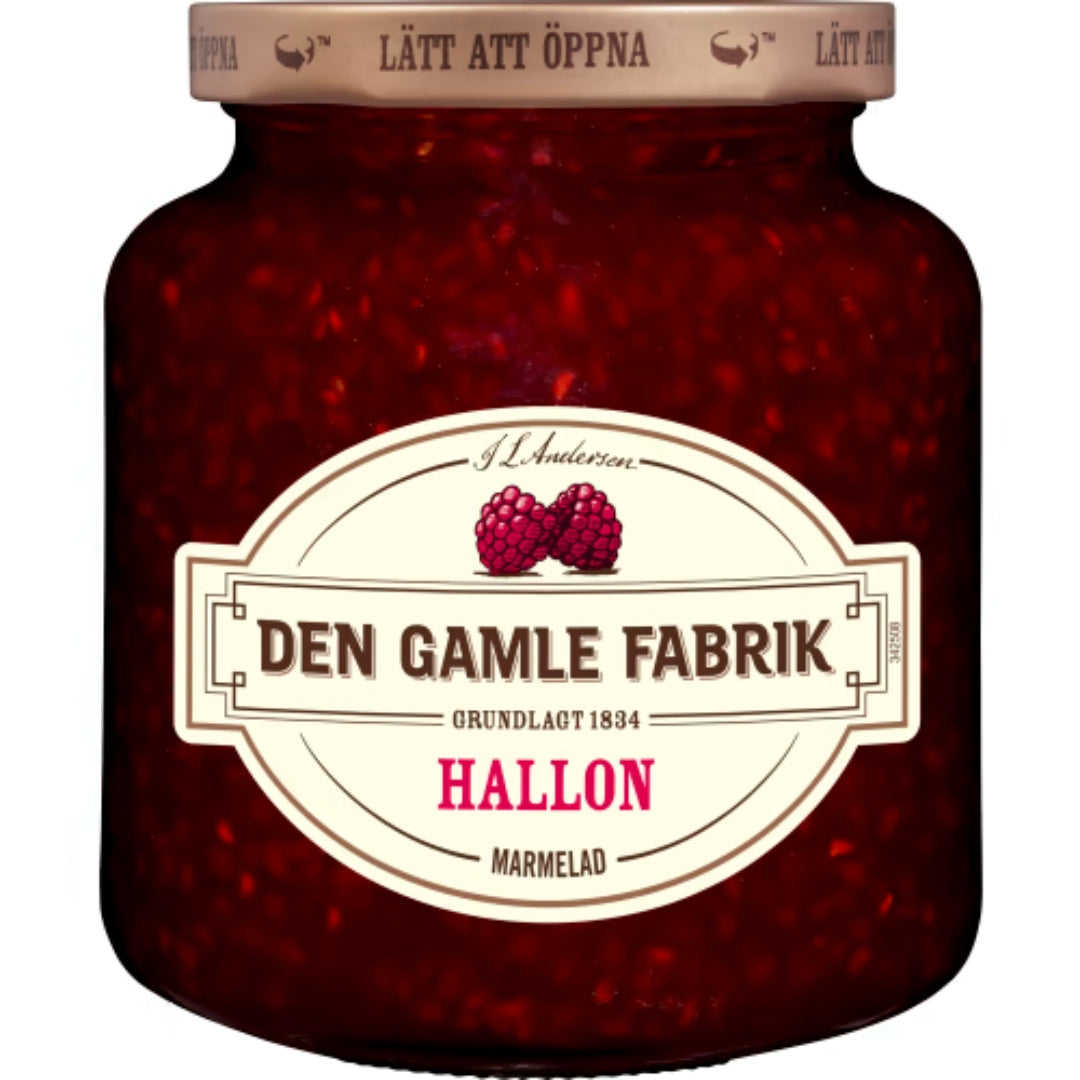 Den Gamle Hallon Marmelad - Raspberry Marmalade 380g