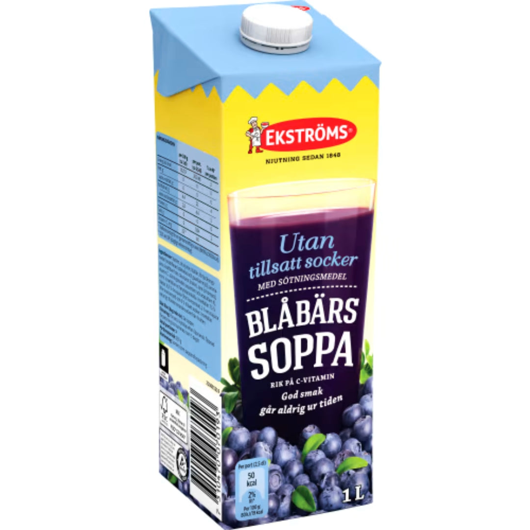 Ekströms Blåbärssoppa Utan Tillsatt Socker - Blueberry Fruit Soup 1L