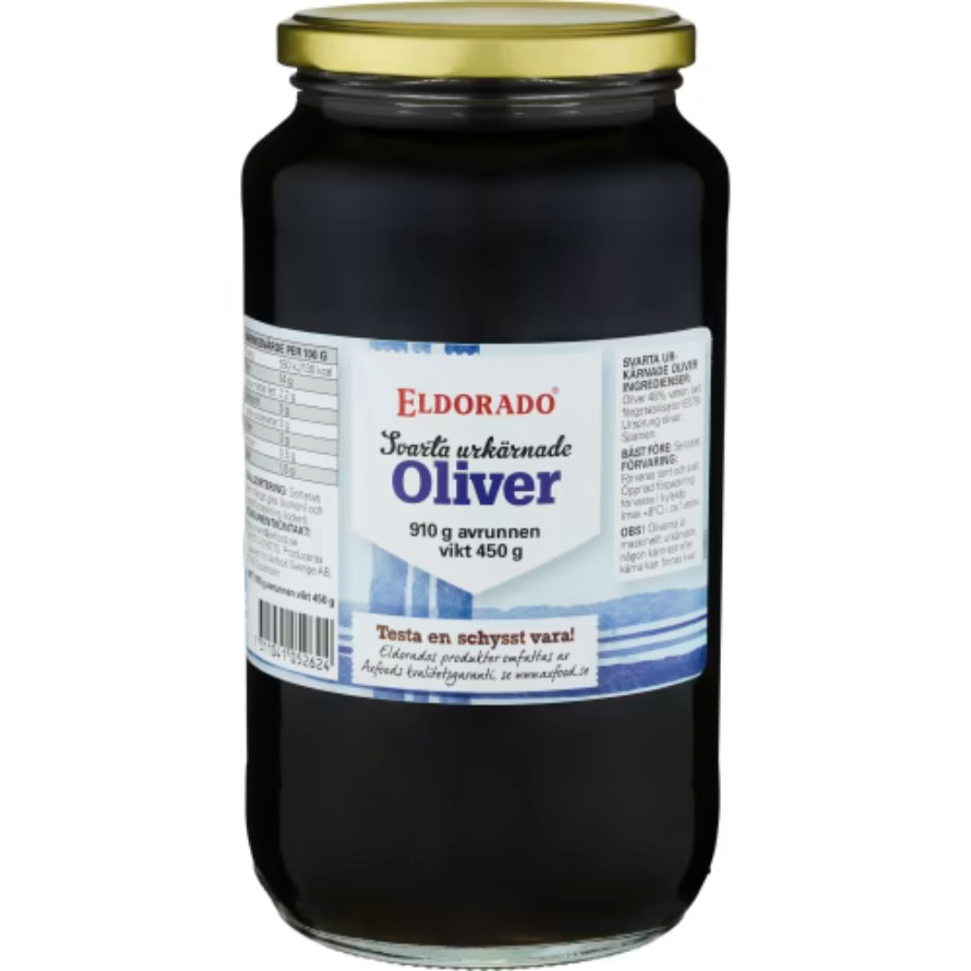 Eldorado Svarta Oliver Urkärnade - Pitted Black Olives 910g