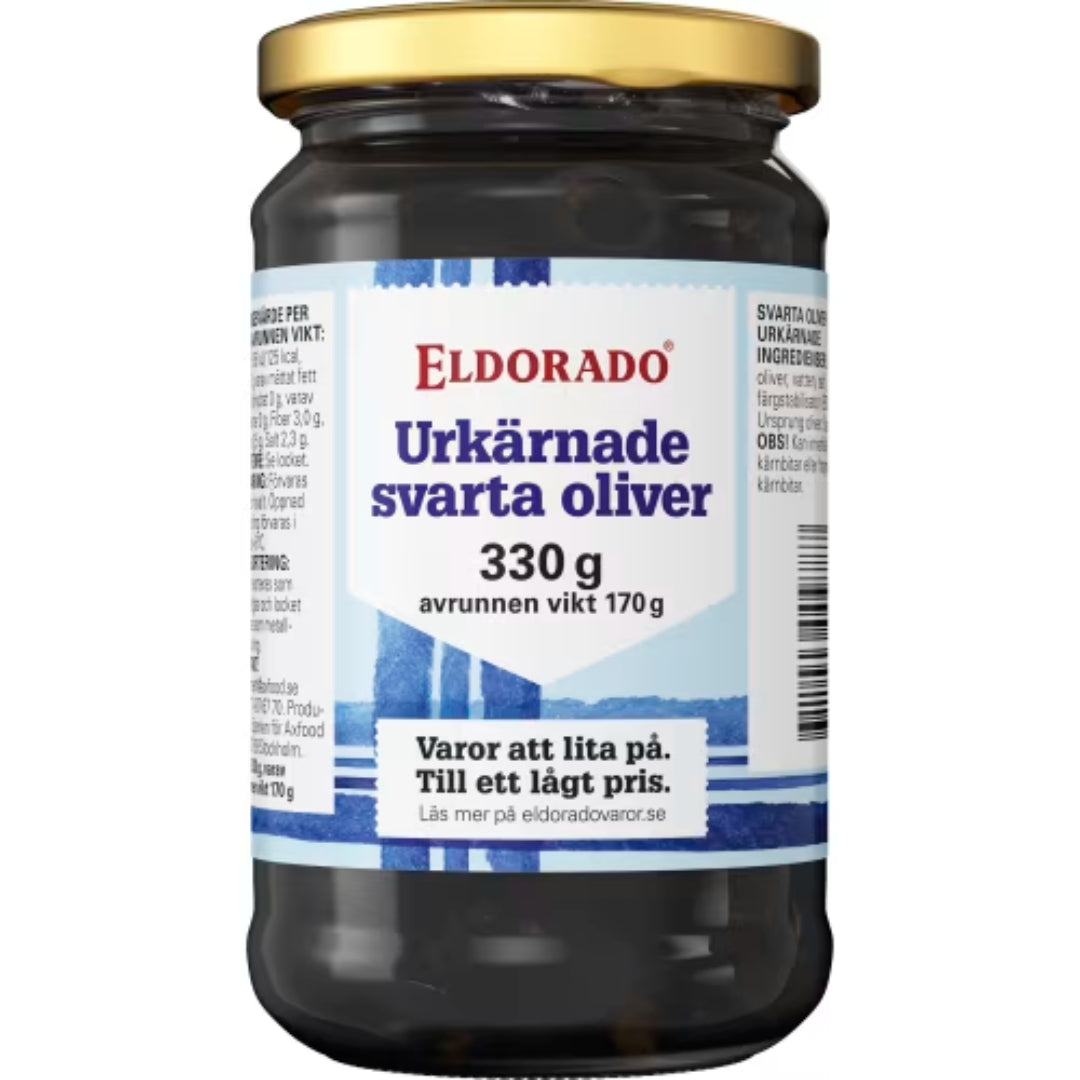 Eldorado Svarta Oliver Urkärnade - Pitted Black Olives 330g