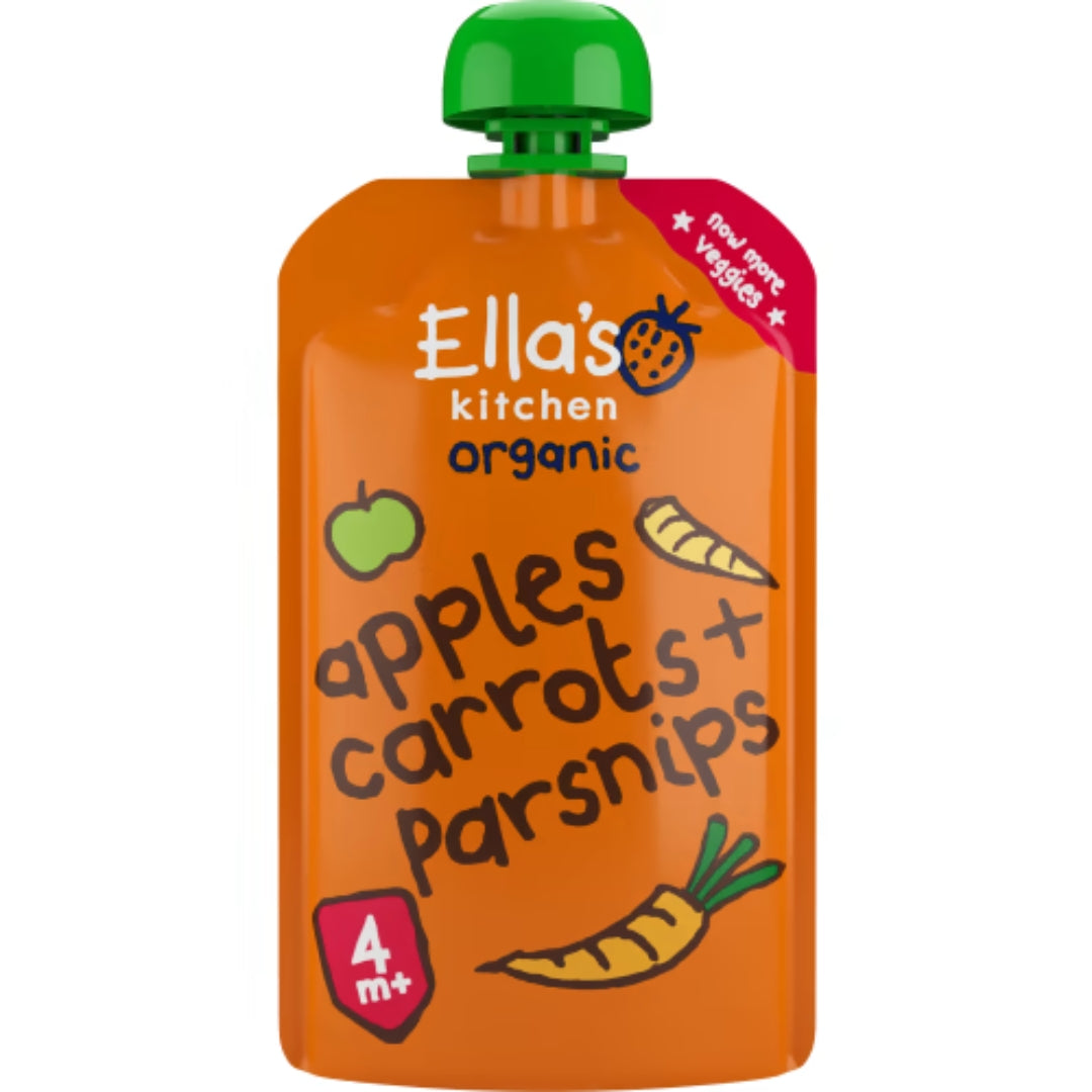 Ella's Kitchen Apples Carrots Parsnips Puré 4 Månader - Apples, Carrots & Parsnips Purée 120g