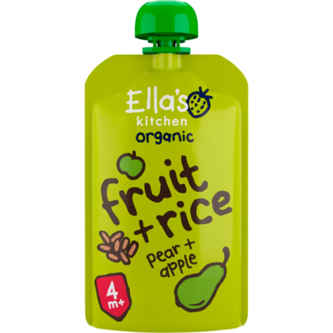 Ella's Kitchen Fruit+rice Pear Apple Pure 4 Månader - Fruit + Rice Pear & Apple Purée 120g