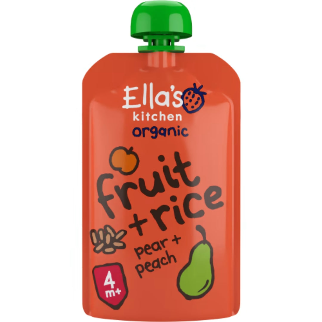 Ella's Kitchen Fruit+rice Pear Peach Puré 4 Månader - Fruit + Rice Pear & Peach Purée 120g