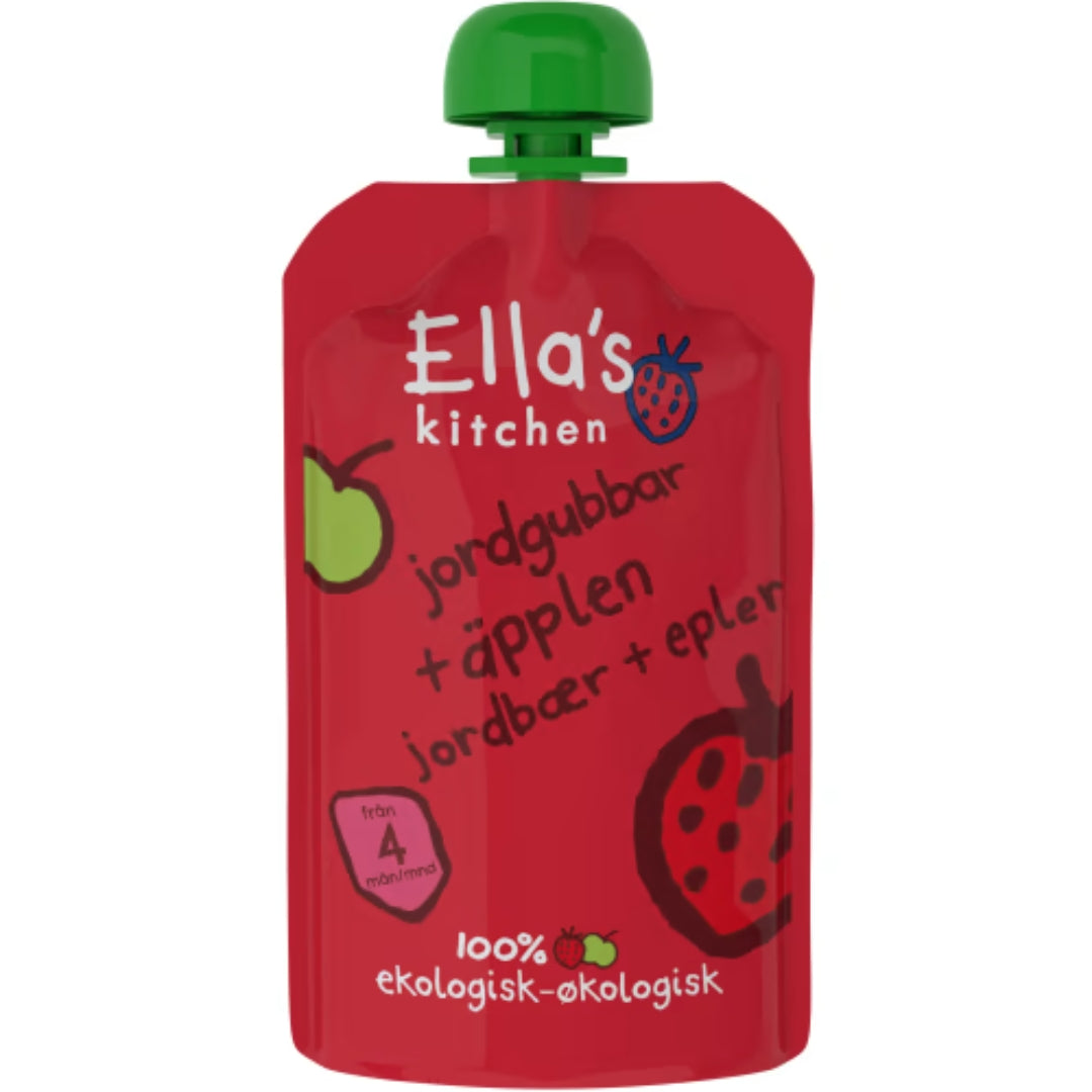 Ella's Kitchen Jordgubbar Äpplen Puré 4 Månader - Organic Baby Food 120g