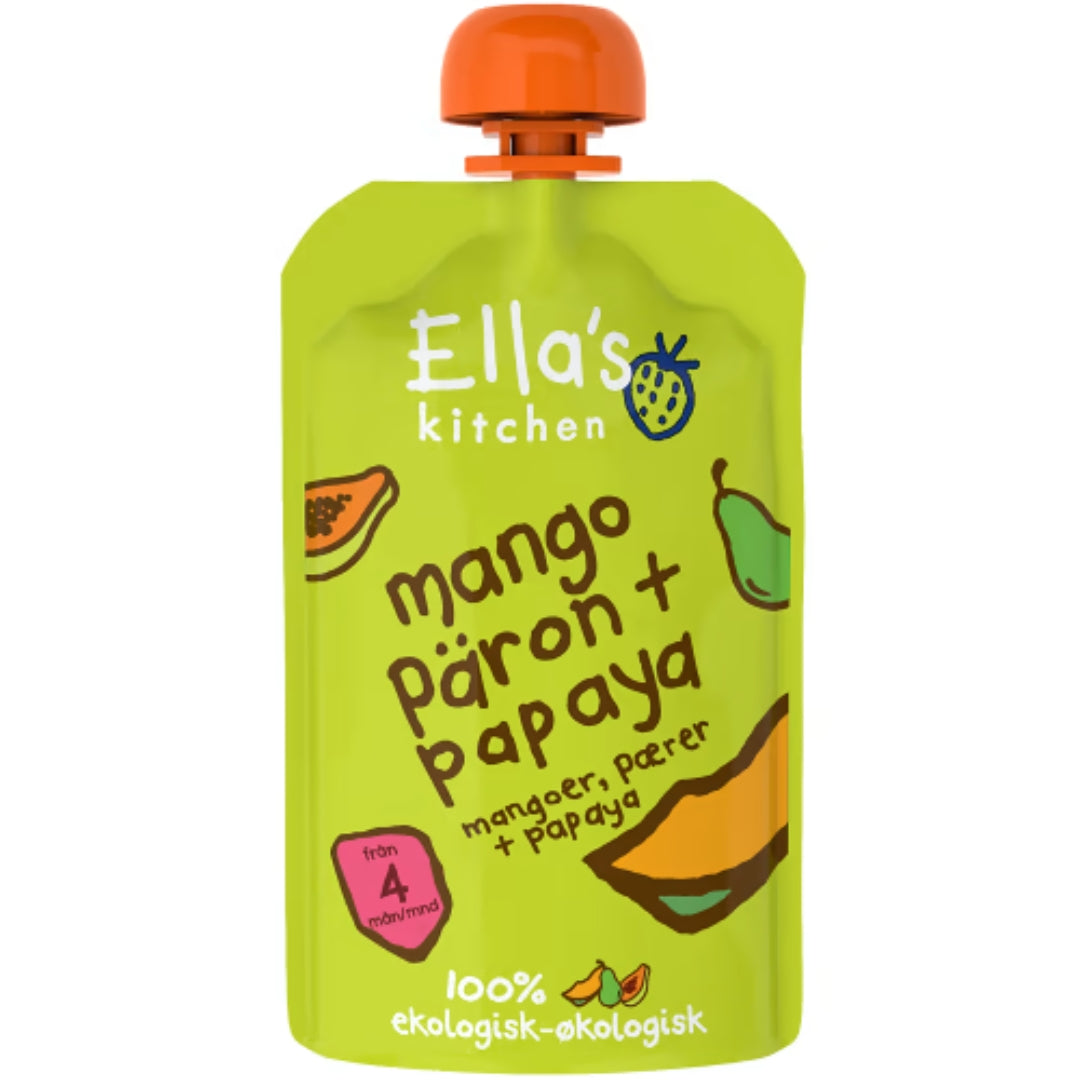 Ella's Kitchen Mango Päron Papaya Puré 4 Månader - Mango, Pear & Papaya Purée 120g