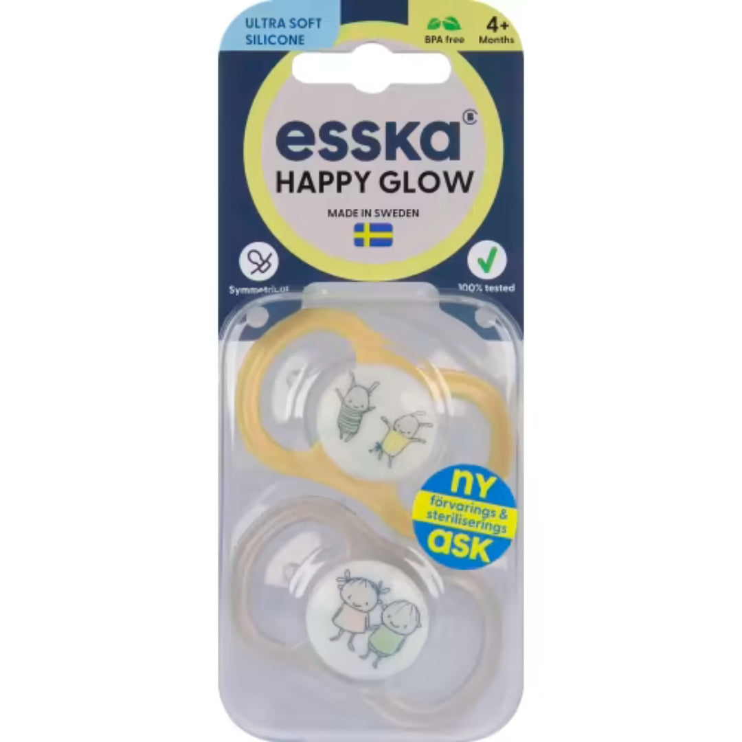 Esska Napp Happy Glow Silikon 4-36 Månader - Happy Glow Pacifier 2p
