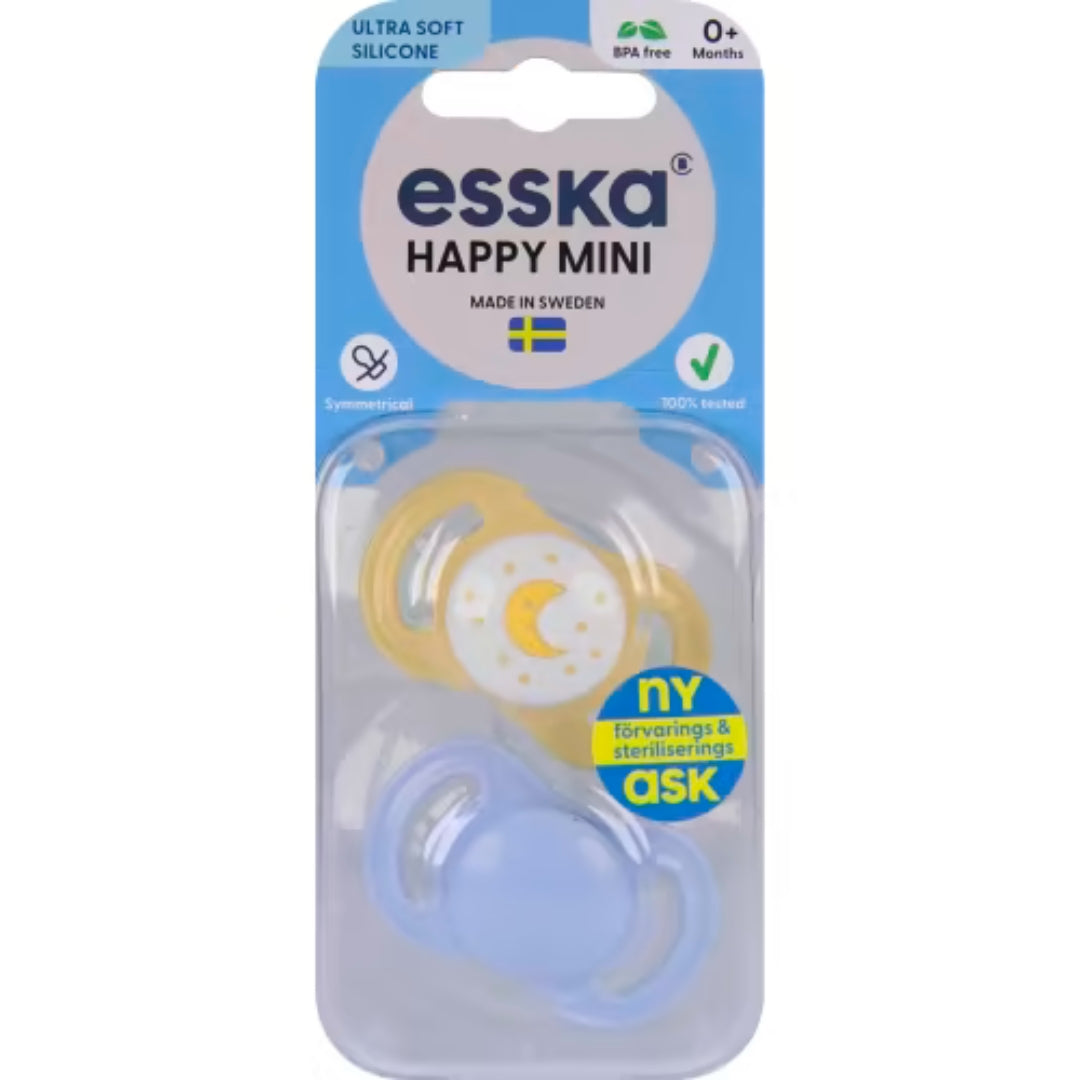 Esska Napp Happy Mini Silikon 0-6 Månader - Happy Mini Pacifier 2p