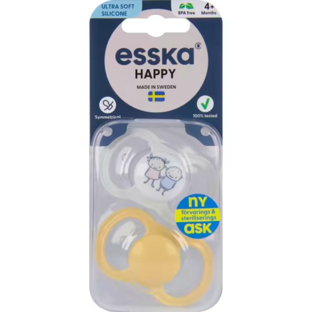 Esska Napp Happy Silikon 4-36 Månader - Happy Pacifier 2p