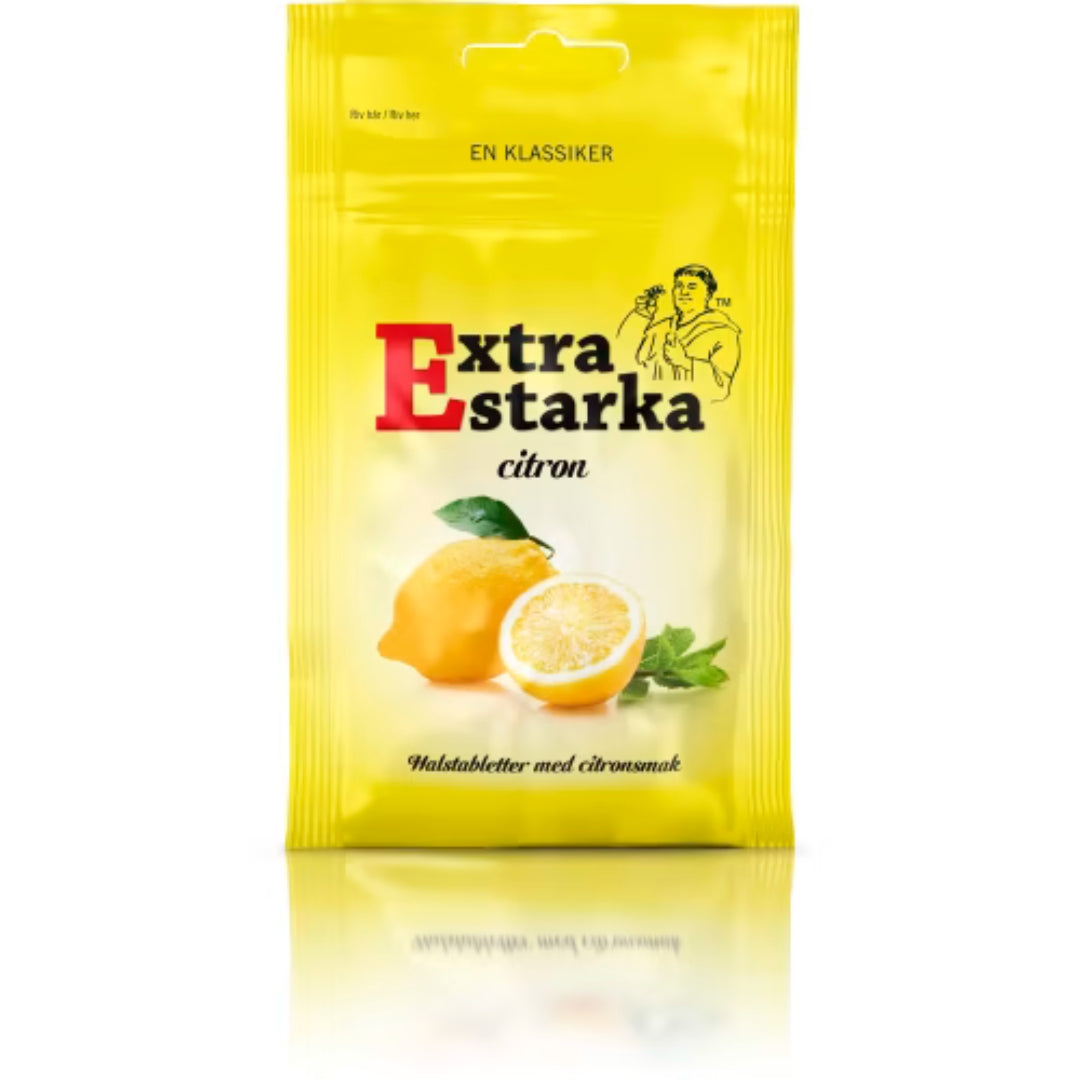 Extra Starka Citron Halstablett - Sugar-Free Lemon-Flavored Lozenges 80g