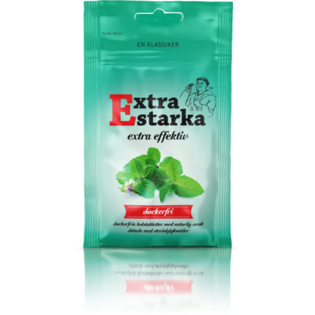 Extra Starka Effektiv Sockerfri Halstablett - Sugar-Free Mint-Flavored Lozenges 80g