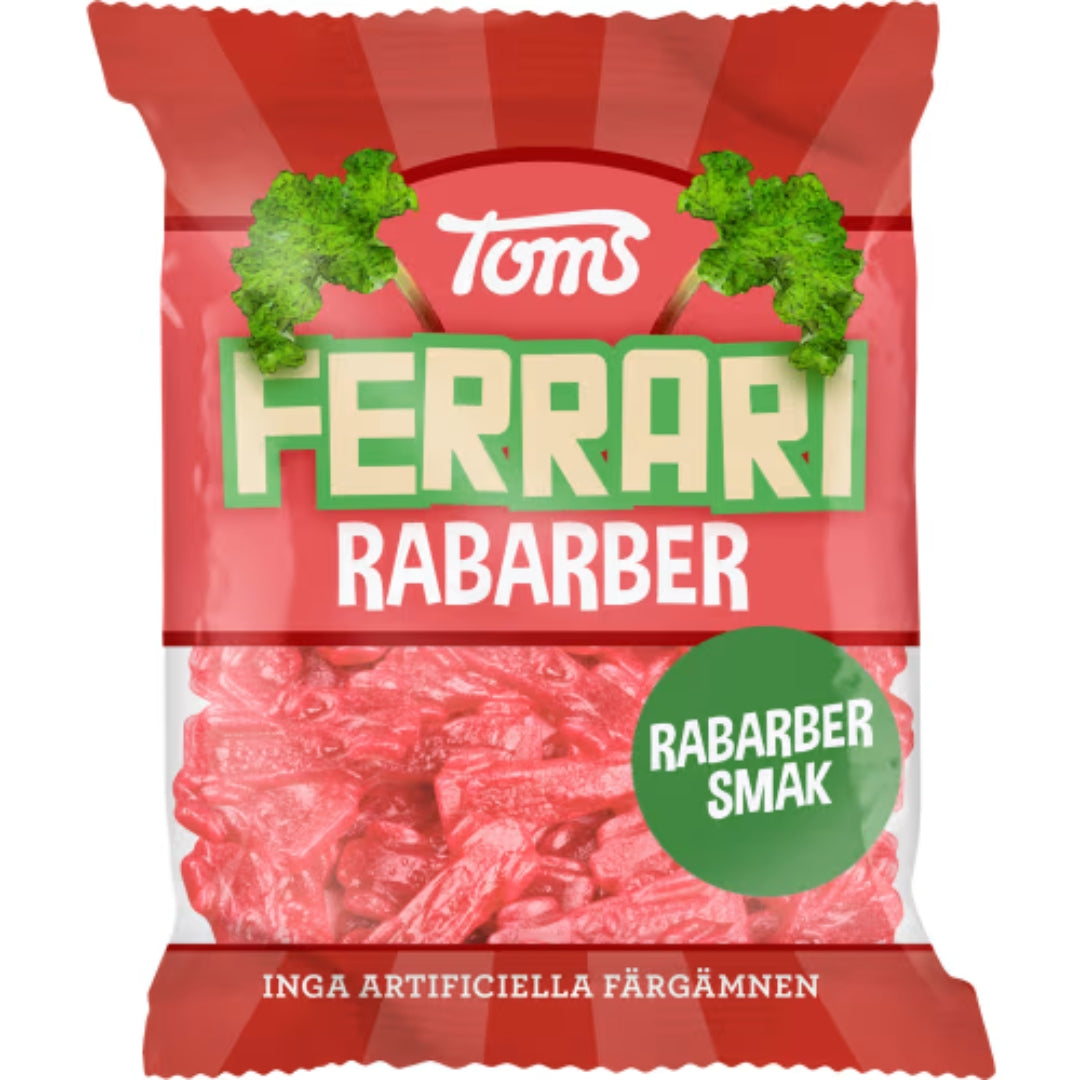 Toms Ferrari Rabarber Påse - Ferrari Cars with Rhubarb Flavor 120g