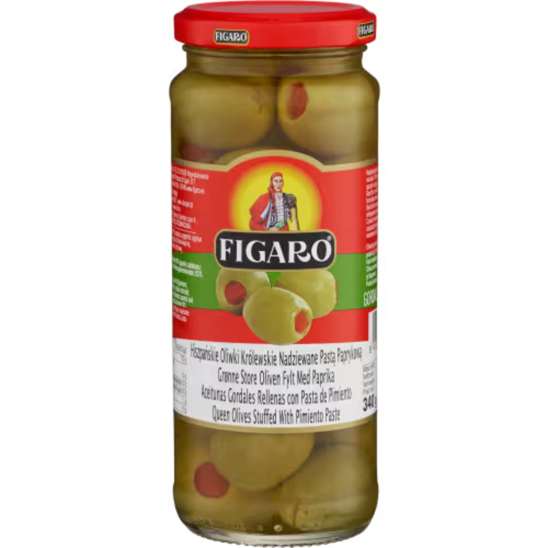 Figaro Oliver Jumbo med Pimiento Gröna - Large Green Olives with Pimientos 340g