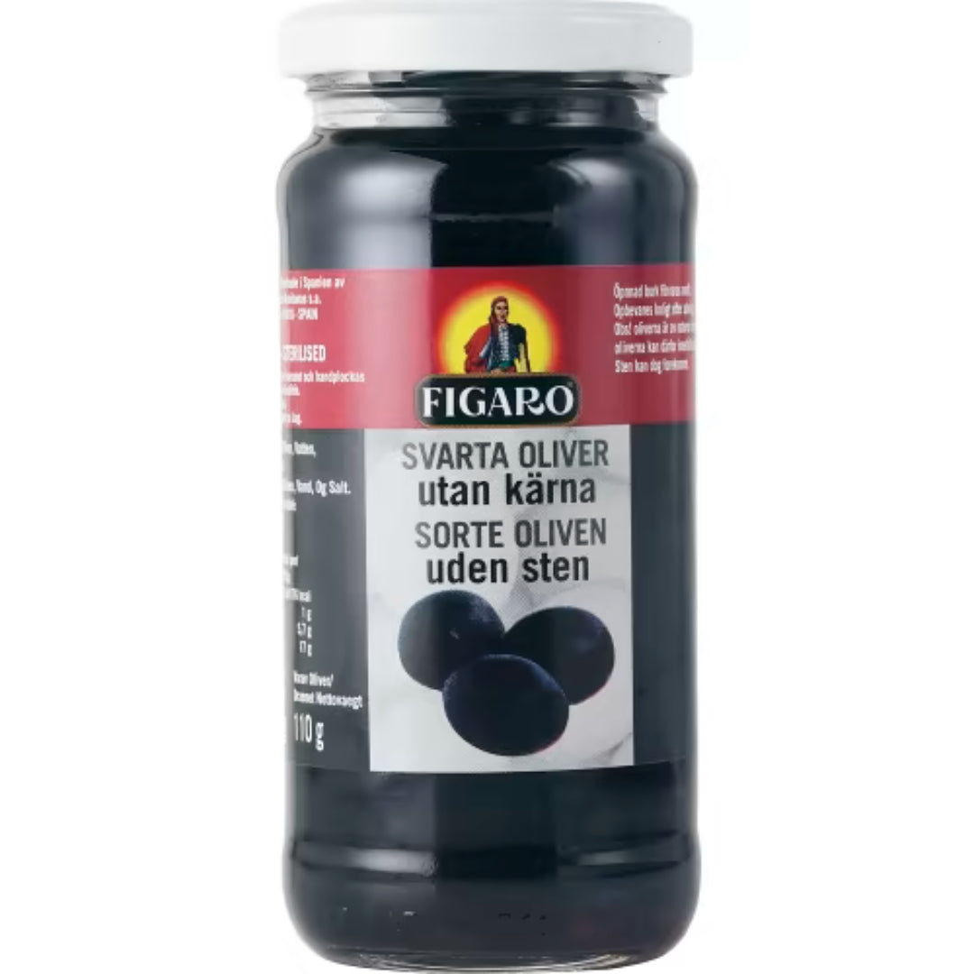 Figaro Svarta Oliver Utan Kärnor - Pitted Black Olives 240g
