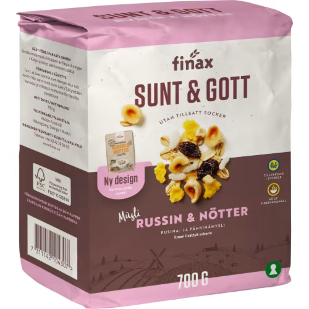 Finax Russin&nötter Sunt & Gott Müsli - Fruit & Nuts Muesli 700g