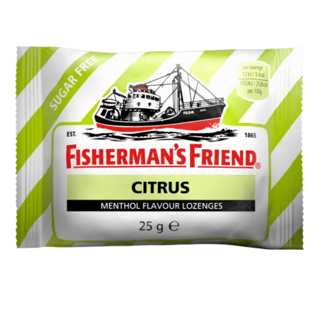 Halstabletter senza zucchero di agrumi di Fisherman-Lozenges 25G senza zucchero.