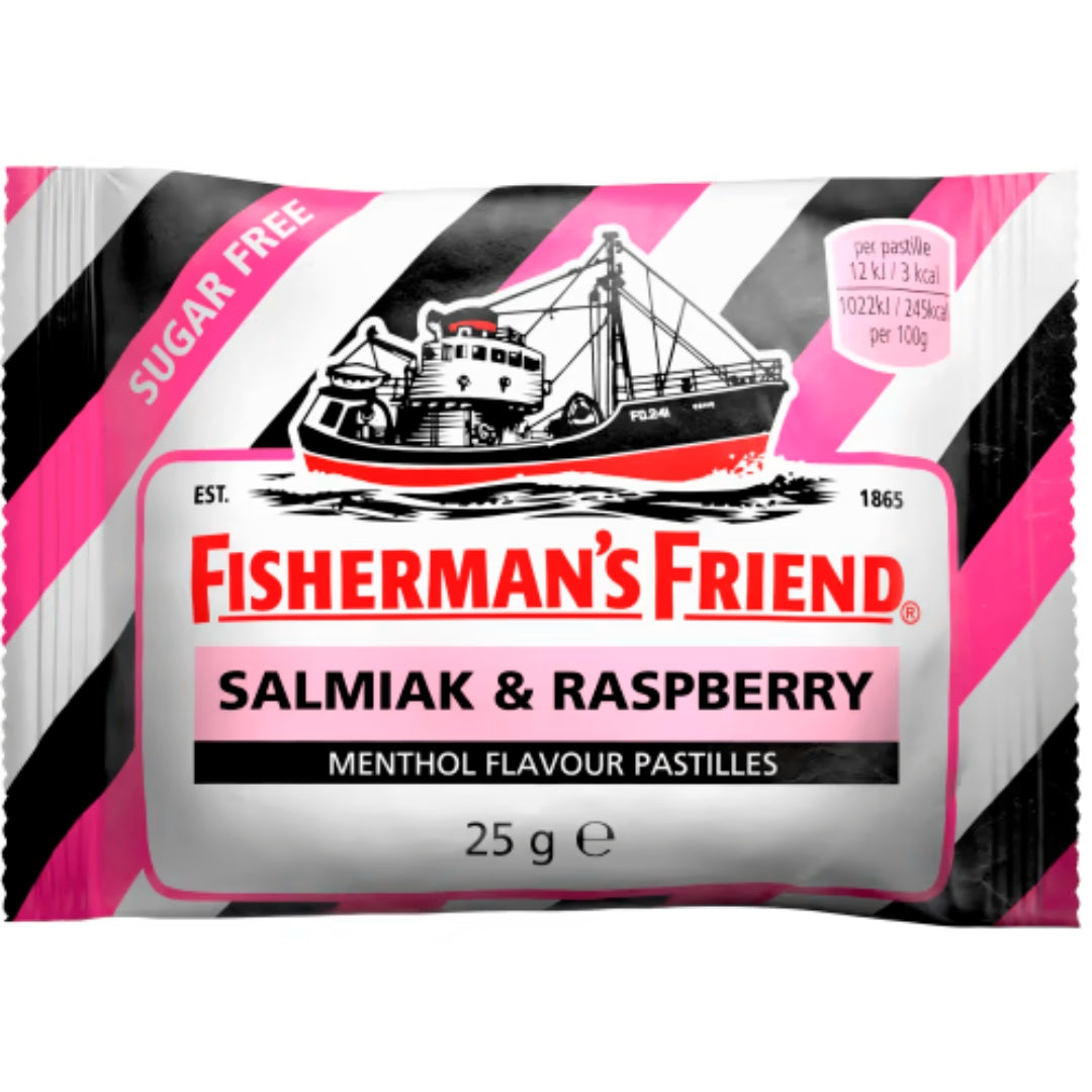 Fisherman's Salmiak & Raspberry Sugar Free con Salmiak & Raspberry Sapore 25G