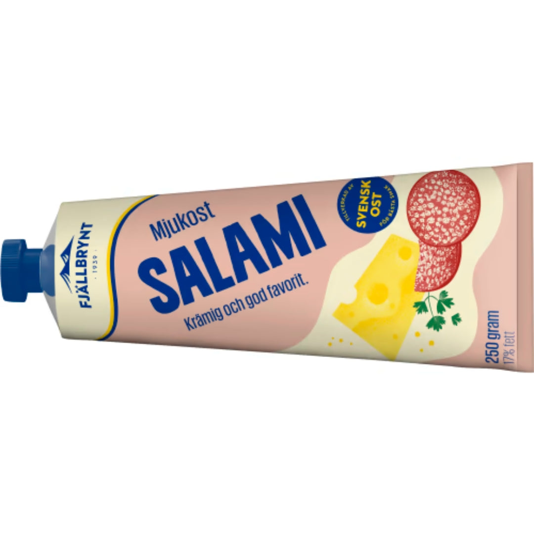 Fjällbrynt Salami Mjukost 17% - Peppery Salami Cheese Spread 250g
