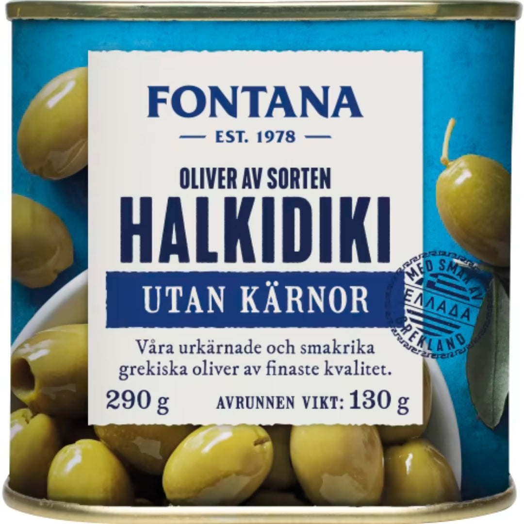 Fontana Halkidiki Oliver Utan Kärnor - Pitted Halkidiki Olives 290g