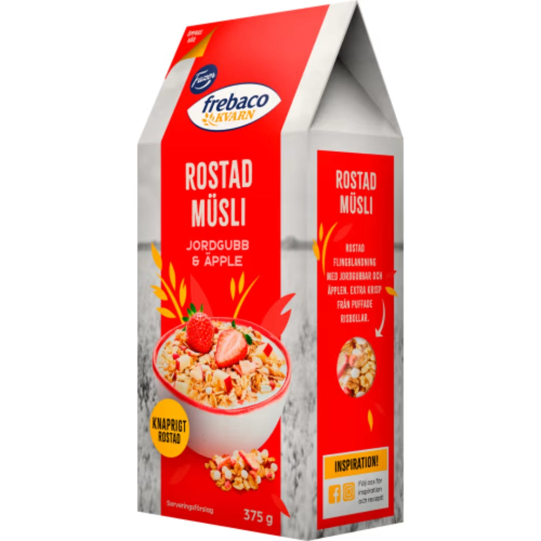Frebaco Kvarn Jordgubb/äpple Rostad Müsli - Crispy Roasted Muesli 375g
