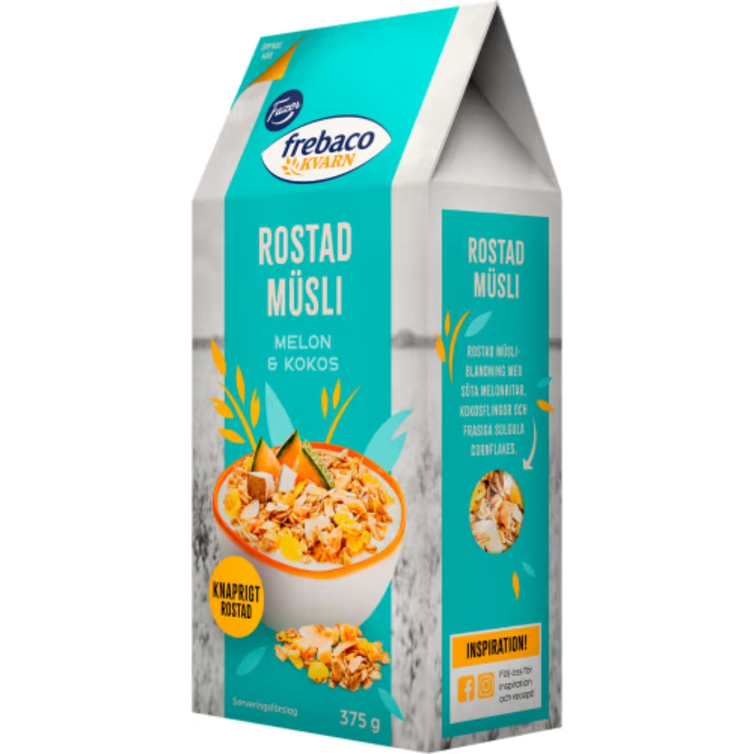 Frebaco Kvarn Melon Kokos Rostad Müsli - Tropical Crunchy Muesli 375g