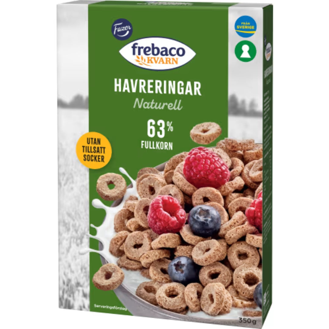 Frebaco Kvarn Naturell Havreringar - Oat Cereal Rings 350g