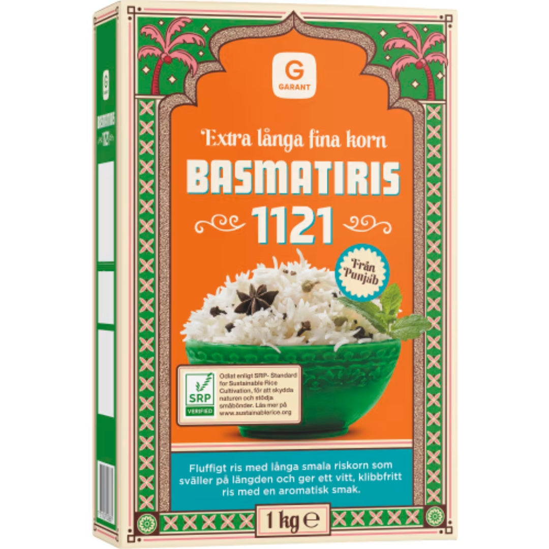 Garant Basmatiris 1121 Extra Långa Fina - Basmati Rice 1121 Extra Long-Grain 1kg