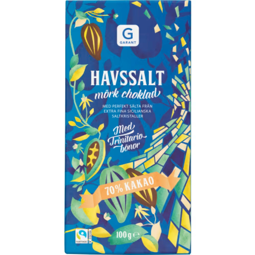 Garant Havssalt Mörk Choklad 70% Kakao - Rich Chocolate and Fine Sicilian Salt 100g