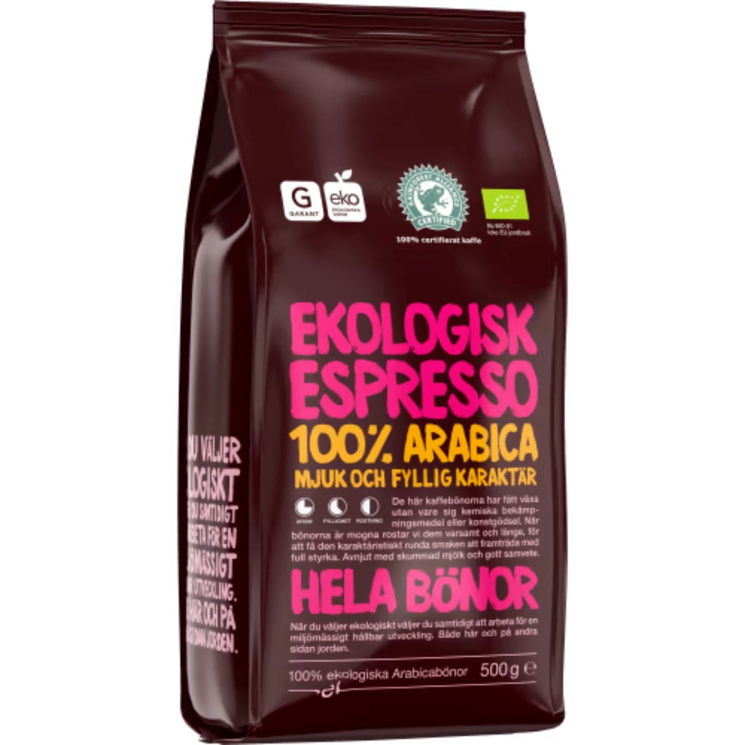 Garant Eko Espresso 100% Arabica Hela Bönor - Organic Espresso Beans 500g