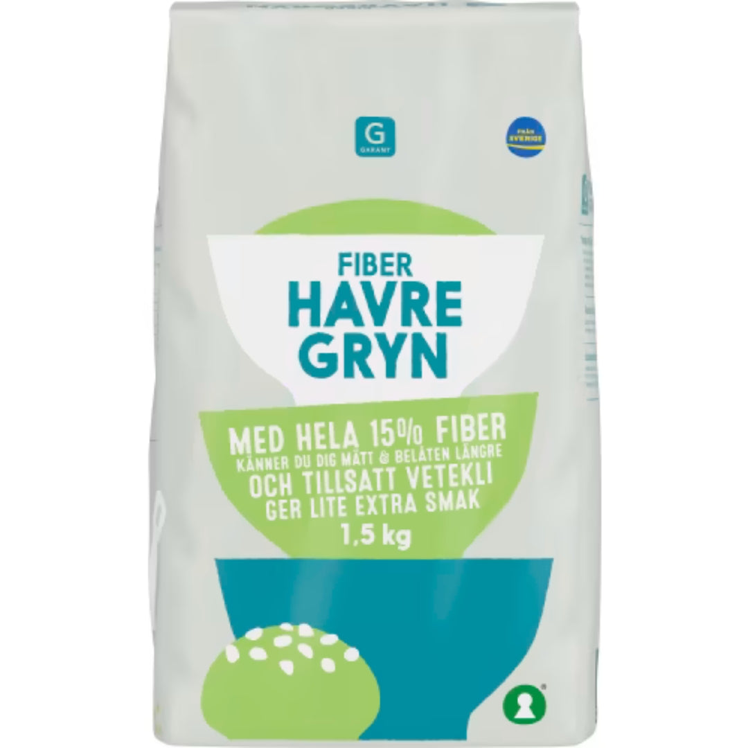 Garant Fiberhavregryn - High-Fiber Rolled Oats 1.5kg