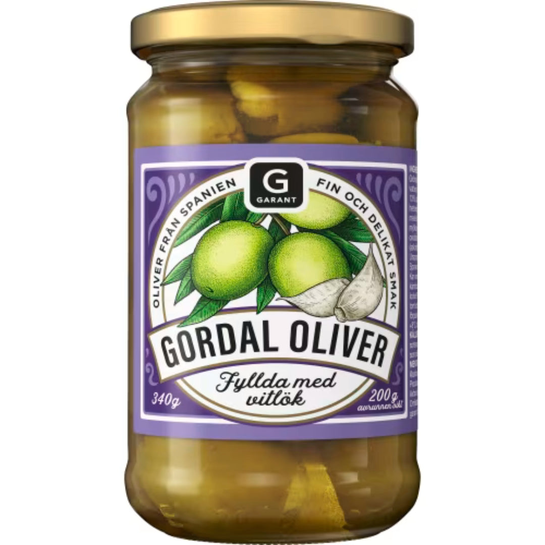 Garant Gordal Oliver Vitlök - Gordal Olives Stuffed with Garlic 340g
