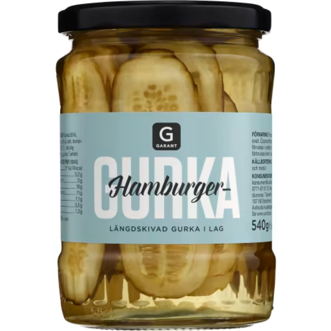 Garant Hamburgergurka Långskivade - Lengthwise Sliced Pickled Cucumber 540g