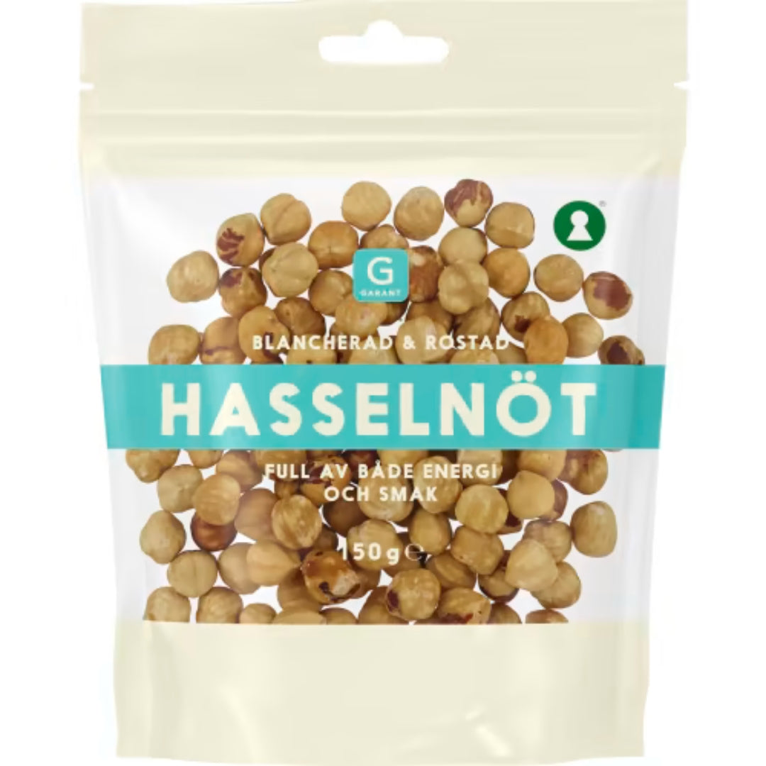 Garant Hasselnötter Blancherade Rostade - Blanched and Roasted Hazelnuts 150g