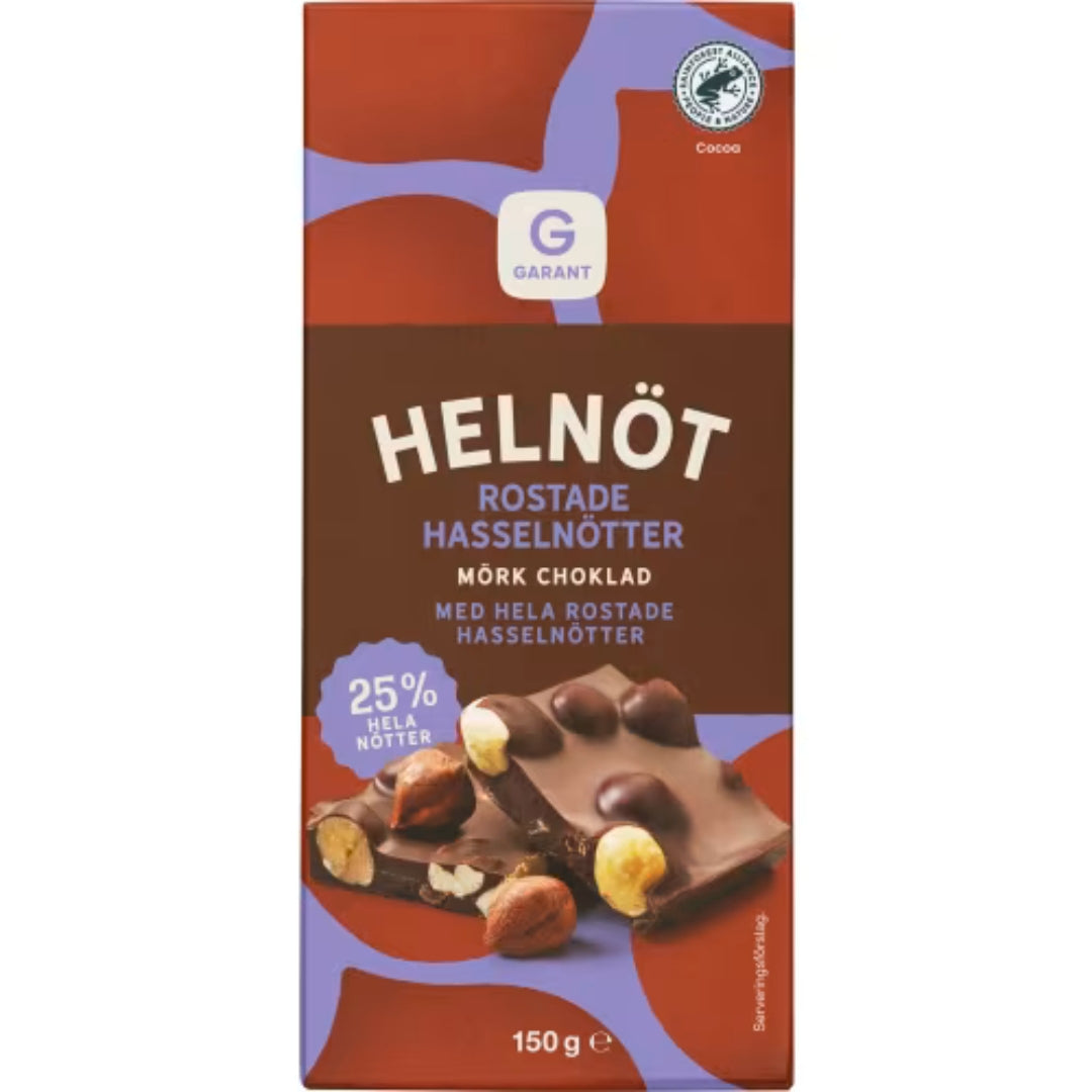 Garant Hasselnot Mörk Choklad - Hazelnut Dark Chocolate 150g