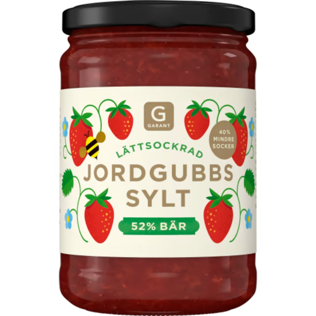 Garant Jordgubbssylt 52% Bär Lättsockrad - Strawberry Jam 40% Less Sugar 375g