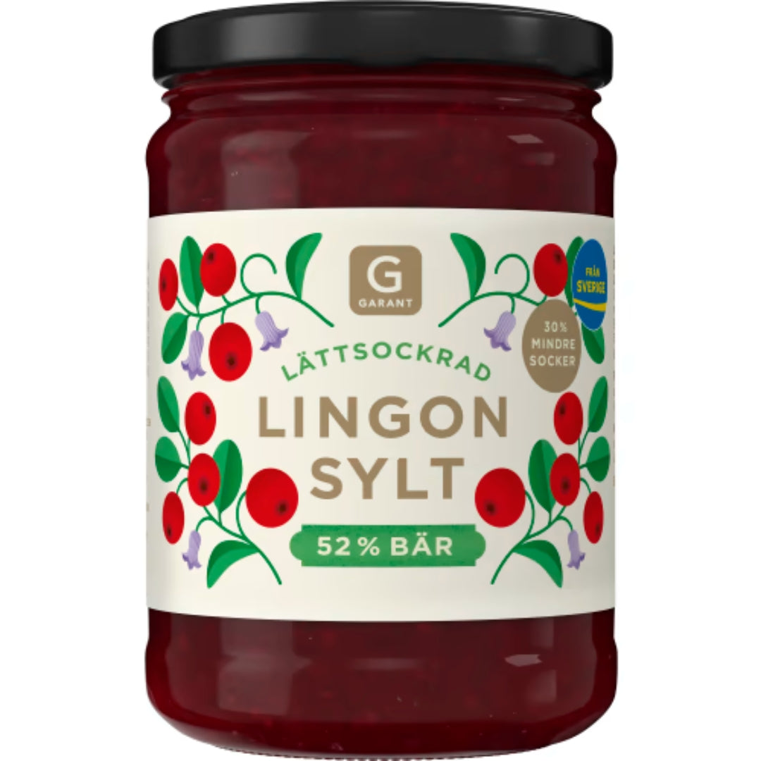 Garant Lingonsylt Lättsockrad - Reduced Sugar Lingonberry Jam 365g