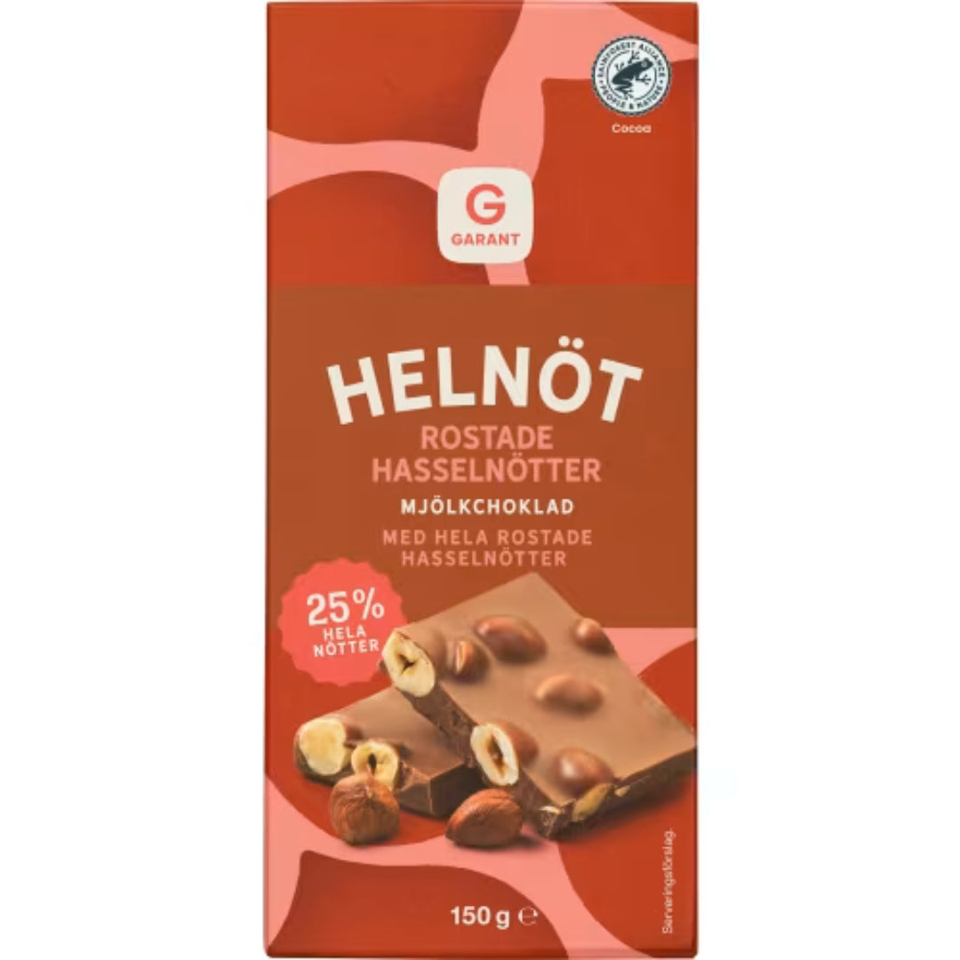 Garant Hasselnöt Mjölkchoklad - Milk Chocolate with Roasted Hazelnuts 150g