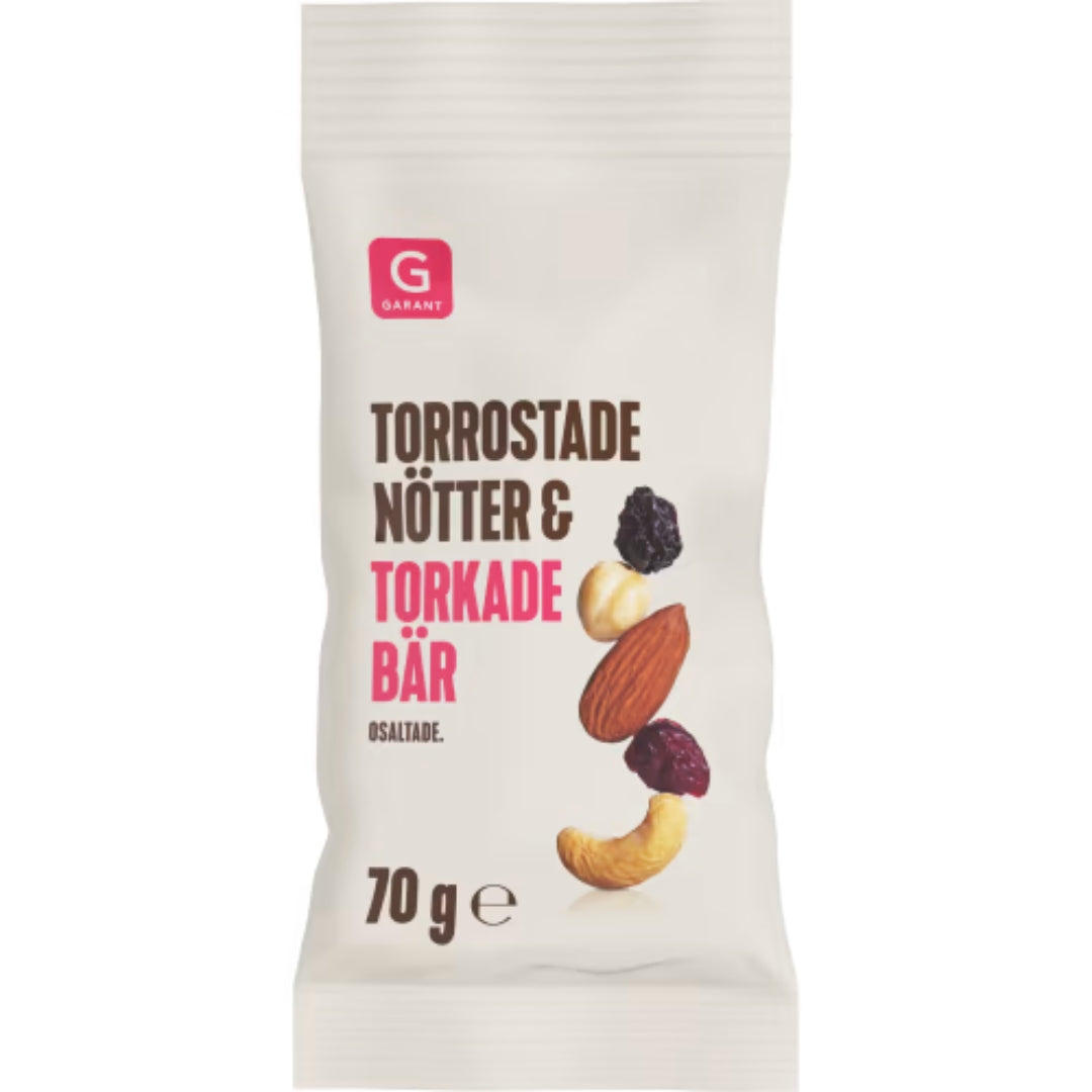 Garant Nöt & Bärmix - Nut & Berry Mix with Dry-Roasted Nuts and Dried Berries 70g