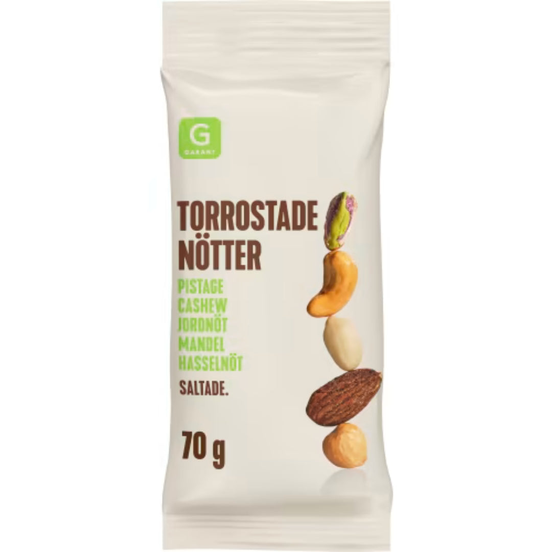 Garant Nötmix Rostade Saltade - Salted Pistachio, Cashew, Peanut, Almond, and Hazelnut 70g