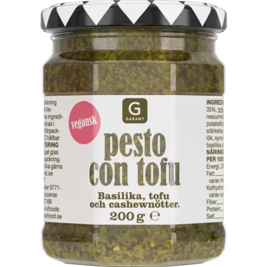 Garant Pesto Con Tofu Vegansk - Vegan Basil Pesto with Tofu & Cashews 200g